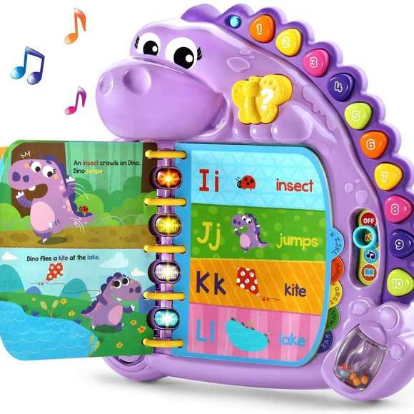 LeapFrog Dino's Delightful Day Alphabet Interactive Learning Book Purple/Green - Picture 10 of 16